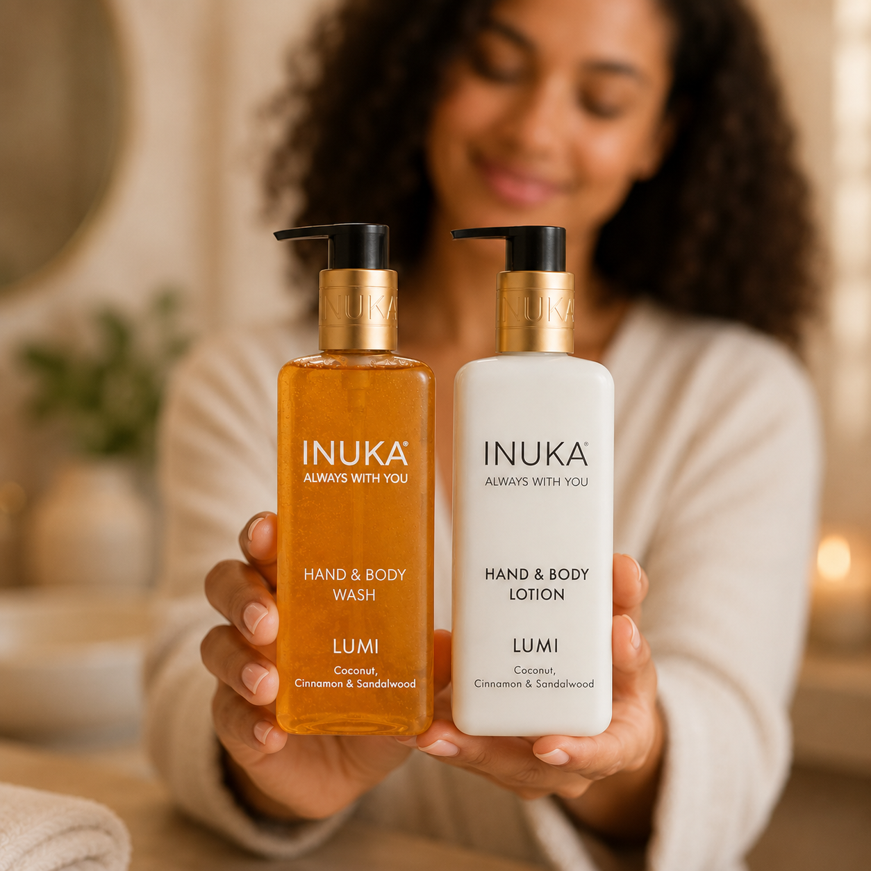 Inuka Luxury 2 x 300ml Hand & Body Wash and Lotion - Lumi
