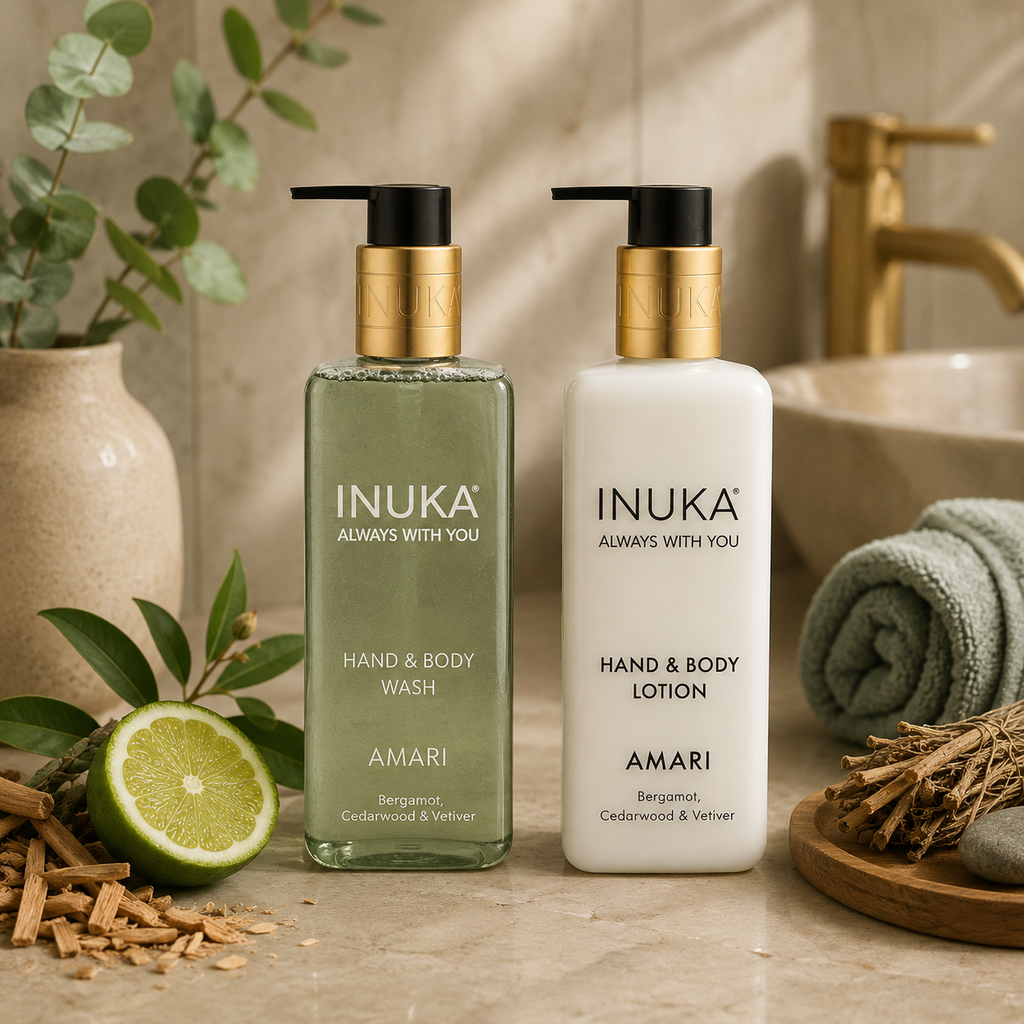 Inuka Luxury 2 x 300ml Hand & Body Wash and Lotion - Amari