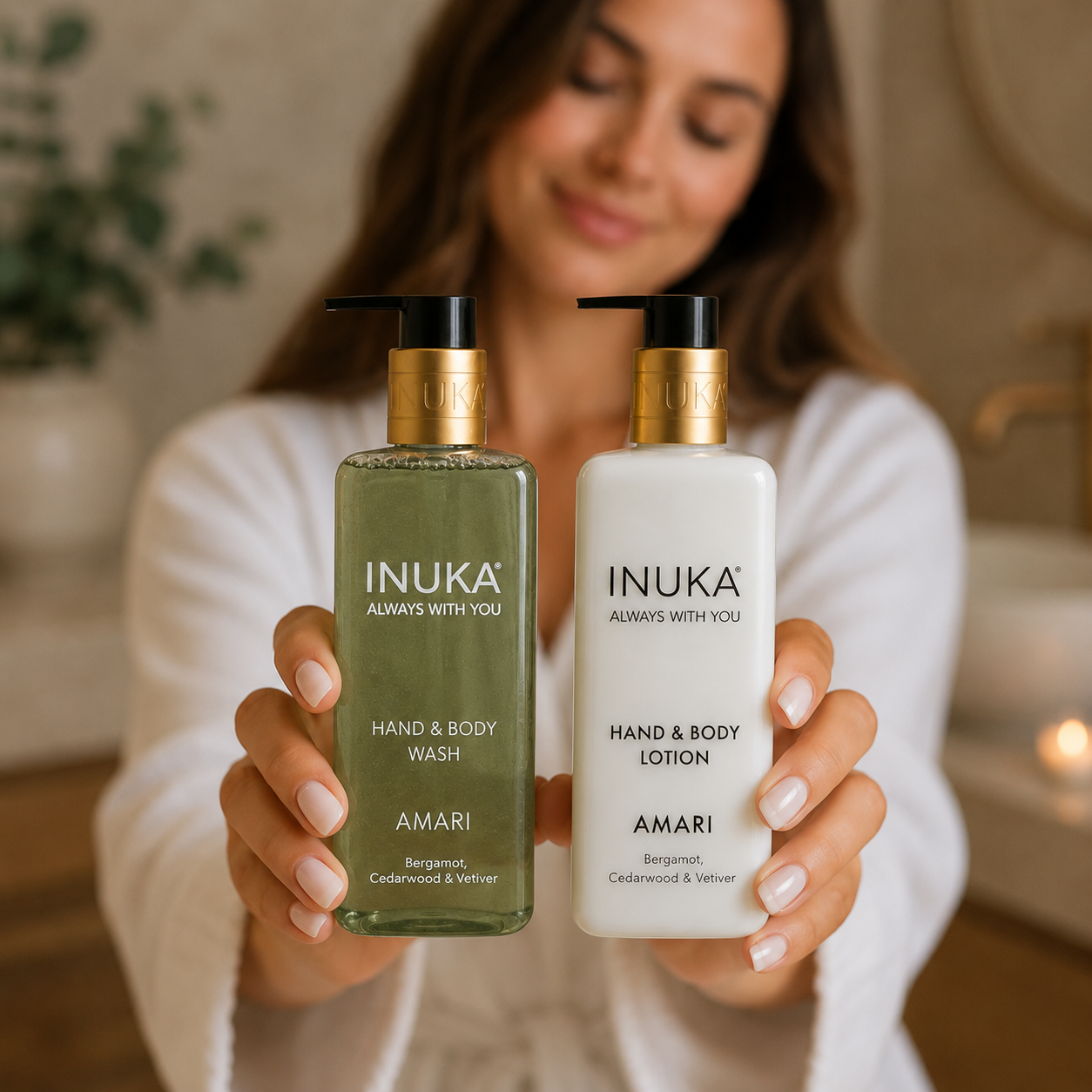 Inuka Luxury 2 x 300ml Hand & Body Wash and Lotion - Amari