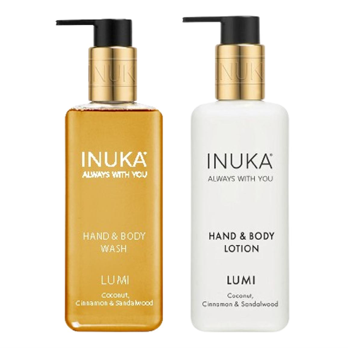 Inuka Luxury 2 x 300ml Hand & Body Wash and Lotion - Lumi